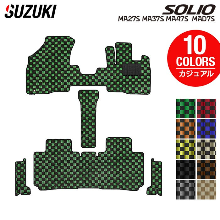スズキ 新型 ソリオ バンディット対応 MAD7S MA27S MA37S MA47S フロアマット+ステップマット ◆カジュアルチェック 日本製 HOTFIELD