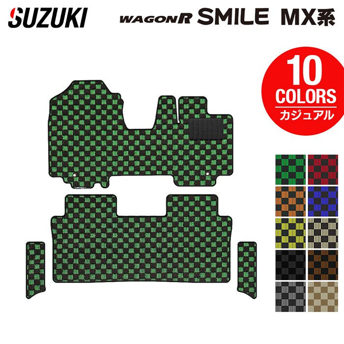 スズキ 新型 ワゴンRスマイル MX系 フロアマット+ステップマット ◆カジュアルチェック 日本製 HOTFIELD