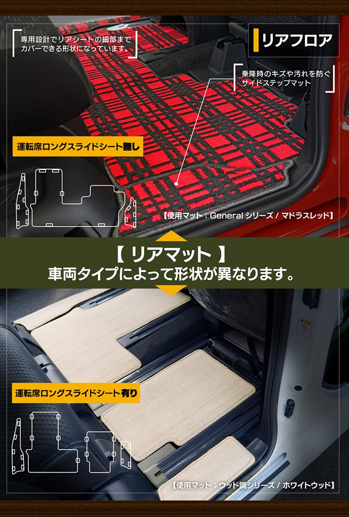 スバル シフォン シフォンカスタム LA650F LA660F シフォントライ フロアマット＋ステップマット ◆ウッド調カーペット 木目 日本製 HOTFIELD