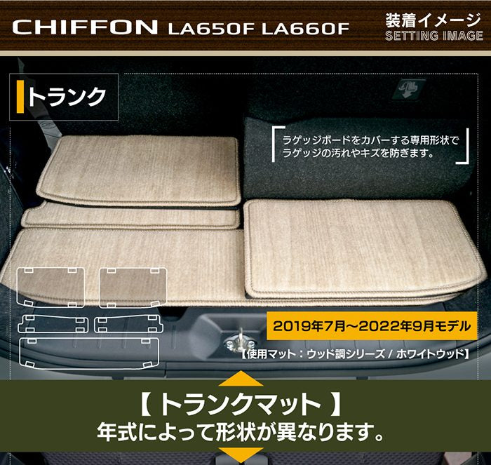 スバル シフォン シフォンカスタム LA650F LA660F シフォントライ トランクマット ラゲッジマット ◆ウッド調カーペット 木目 日本製 HOTFIELD