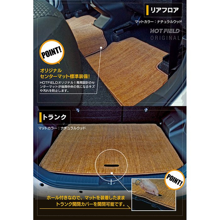 ダイハツ 新型 ロッキー 200系 フロアマット+トランクマット ラゲッジマット ◆ウッド調カーペット 木目 日本製 HOTFIELD