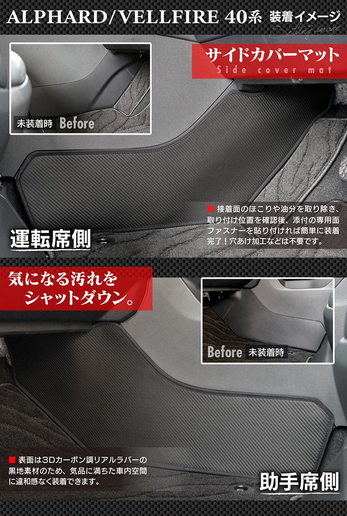 トヨタ 新型 アルファード ヴェルファイア 40系 2026年6月～にも対応 ドアトリムガード+グローブボックスガード+サイドカバーマット ◆キックガード 日本製 HOTFIELD