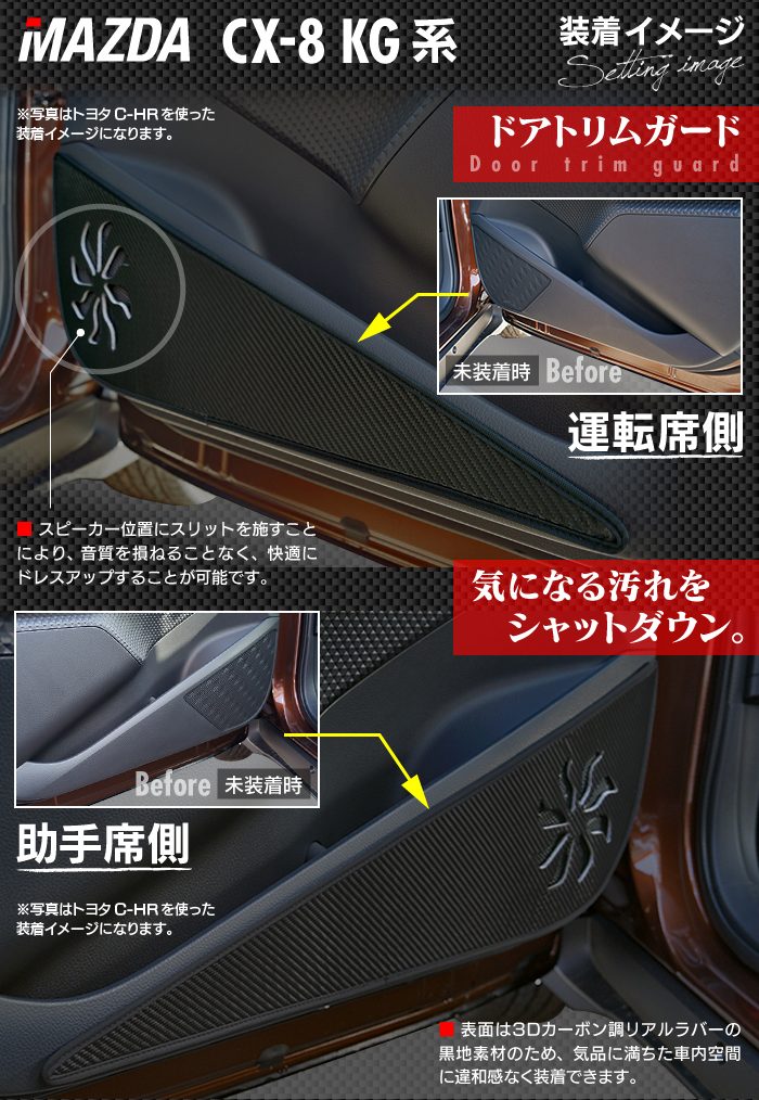 マツダ CX-8 KG系 ドアトリムガード+グローブボックスガード ◆キックガード 日本製 HOTFIELD 【Y】