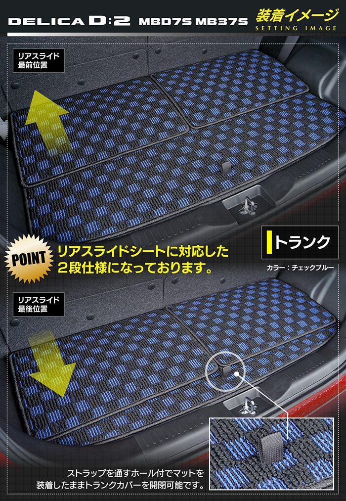 三菱 新型 デリカ D2 MBD7S MB37S トランクマット ラゲッジマット ◆カジュアルチェック 日本製 HOTFIELD