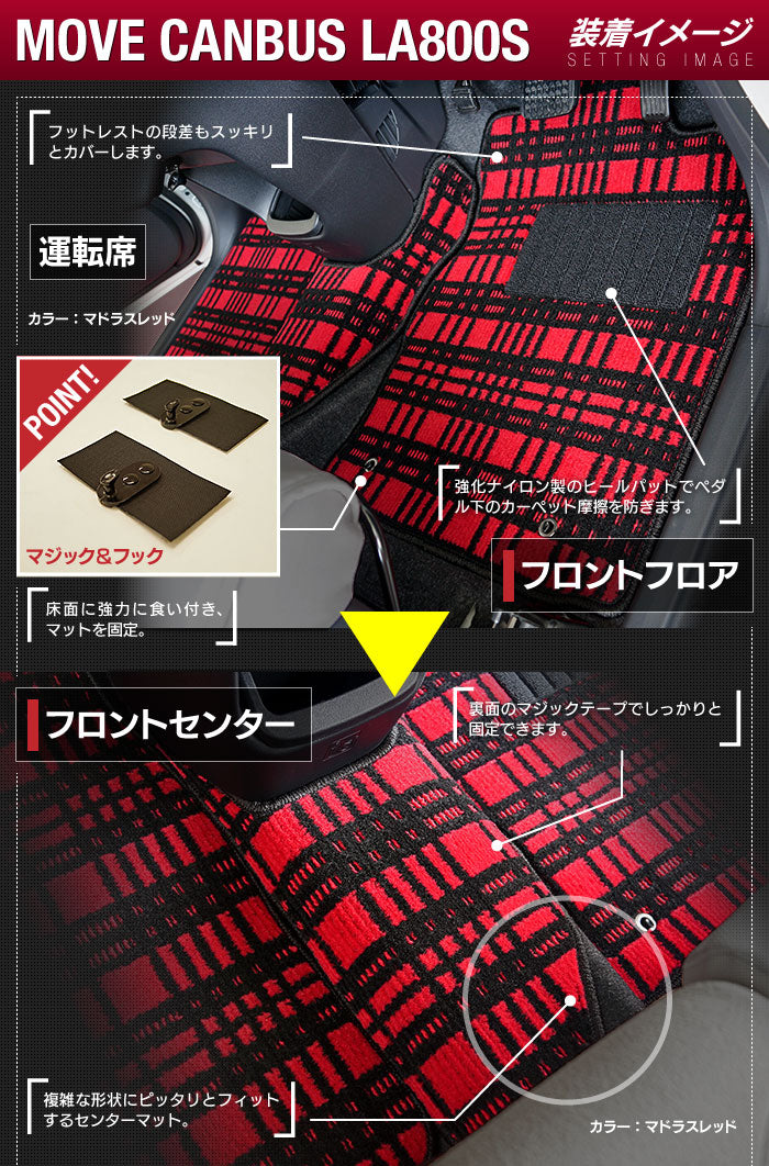 ダイハツ ムーブキャンバス ムーヴキャンバス LA800S LA810S フロアマット 2016年9月～2022年6月対応 ◆ジェネラル 日本製 HOTFIELD