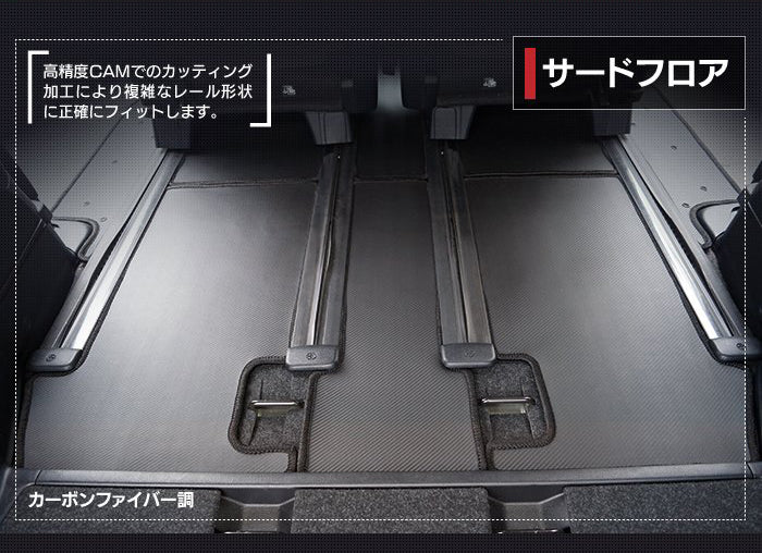 トヨタ ノア ヴォクシー 80系 フロアマット+ステップマット ◆カーボンファイバー調 リアルラバー 日本製 HOTFIELD