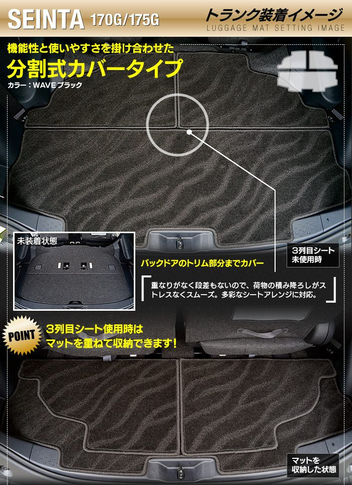 トヨタ シエンタ 6人乗り 7人乗り 170系 170G/175G トランクマット ラゲッジマット ◆ジェネラル 日本製 HOTFIELD