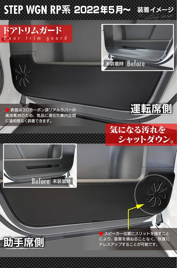 ホンダ ステップワゴン 新型対応 RP6/RP7/RP8 スパーダ エアー e:HEV ドアトリムガード ◆キックガード 日本製 HOTFIELD