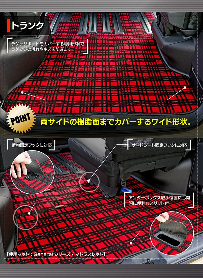 日産 新型対応 セレナ C28系 (ガソリン車) フロアマット＋ステップマット＋トランクマット ラゲッジマット ◆ジェネラル 日本製 HOTFIELD