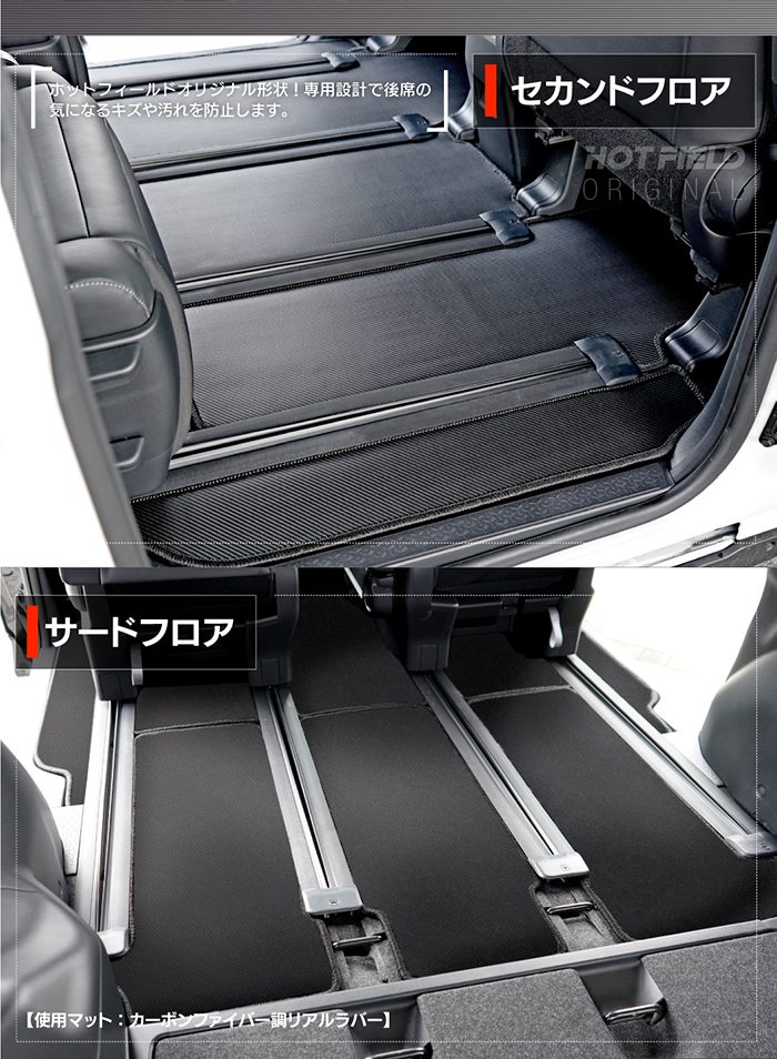 スズキ 新型 ランディ 90系 フロアマット＋ステップマット ◆カーボンファイバー調 リアルラバー 日本製 HOTFIELD