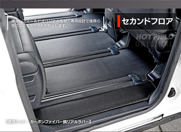 スズキ 新型 ランディ 90系 フロアマット＋ステップマット＋トランクマット ラゲッジマット ◆カーボンファイバー調 リアルラバー 日本製 HOTFIELD