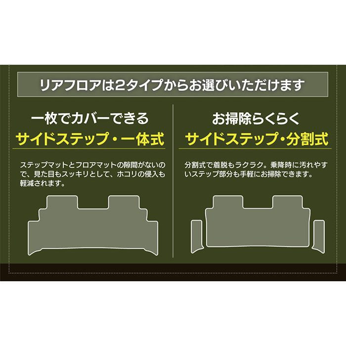 スズキ スペーシア スペーシアギア MK53S フロアマット+トランクマット ラゲッジマット+リア用サイドステップマット ◆ウッド調カーペット 木目 日本製 HOTFIELD