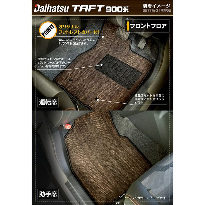 ダイハツ 新型 タフト 900系 フロアマット+トランクマット ラゲッジマット ◆ウッド調カーペット 木目 日本製 HOTFIELD