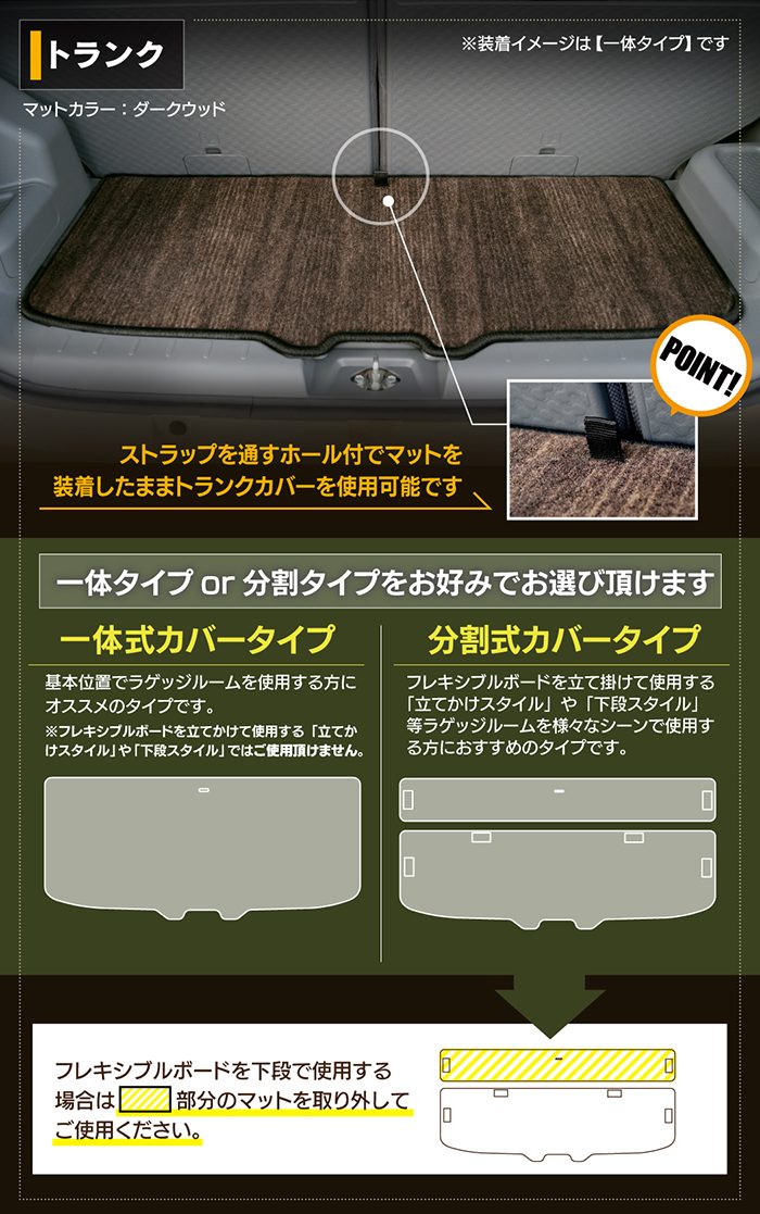 ダイハツ 新型 タフト 900系 フロアマット+トランクマット ラゲッジマット ◆ウッド調カーペット 木目 日本製 HOTFIELD