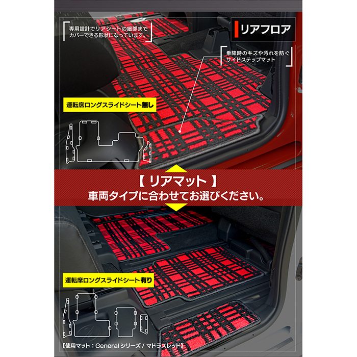 ダイハツ 新型 タント タントカスタム フロアマット+トランクマット ラゲッジマット+ステップマット LA650S LA660S タントファンクロス ◆カーボンファイバー調 リアルラバー 日本製 HOTFIELD