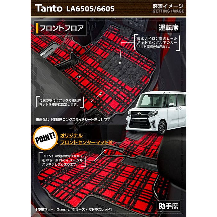 ダイハツ 新型 タント タントカスタム フロアマット+トランクマット ラゲッジマット+ステップマット LA650S LA660S タントファンクロス ◆ウッド調カーペット 木目 日本製 HOTFIELD