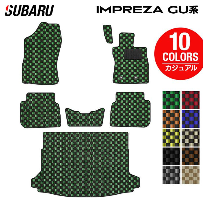 スバル 新型 インプレッサ GU系 フロアマット＋トランクマット ラゲッジマット ◆カジュアルチェック 日本製 HOTFIELD