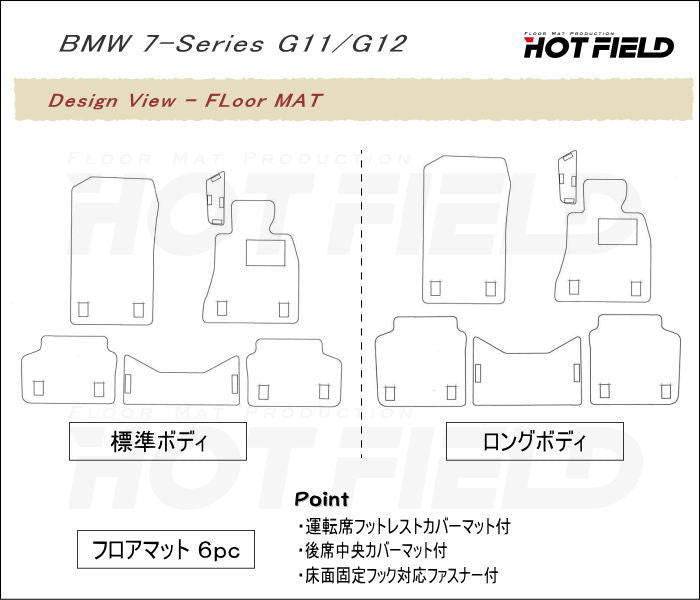 BMW 7シリーズ (G11/G12) フロアマット ◆ウッド調カーペット 木目 日本製 HOTFIELD
