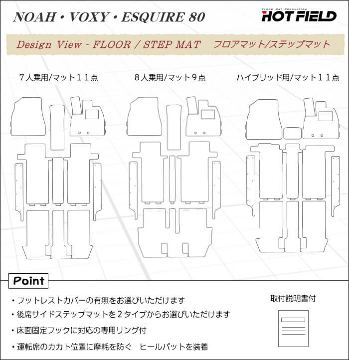 トヨタ エスクァイア 80系 フロアマット+ステップマット ◆カジュアルチェック 日本製 HOTFIELD
