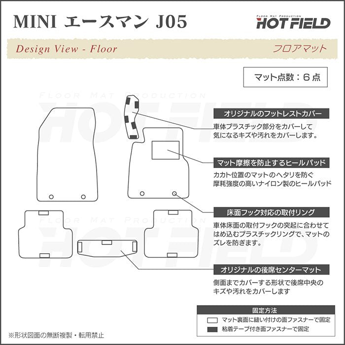 MINI ミニ 新型 エースマン J05 フロアマット ◆ウッド調カーペット 木目 日本製 HOTFIELD