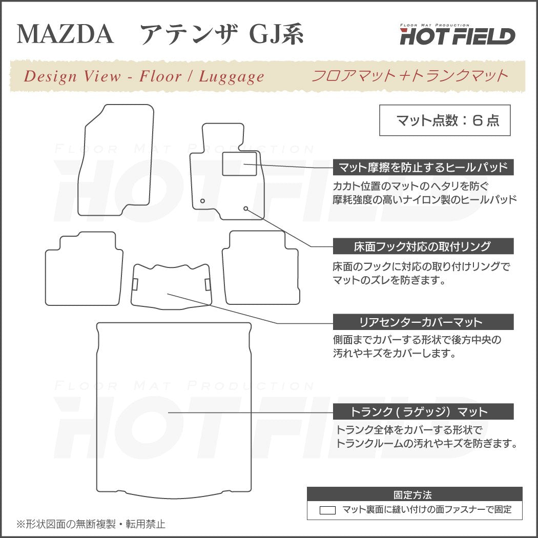 マツダ アテンザ GJ系 フロアマット+トランクマット ラゲッジマット ◆カジュアルチェック 日本製 HOTFIELD