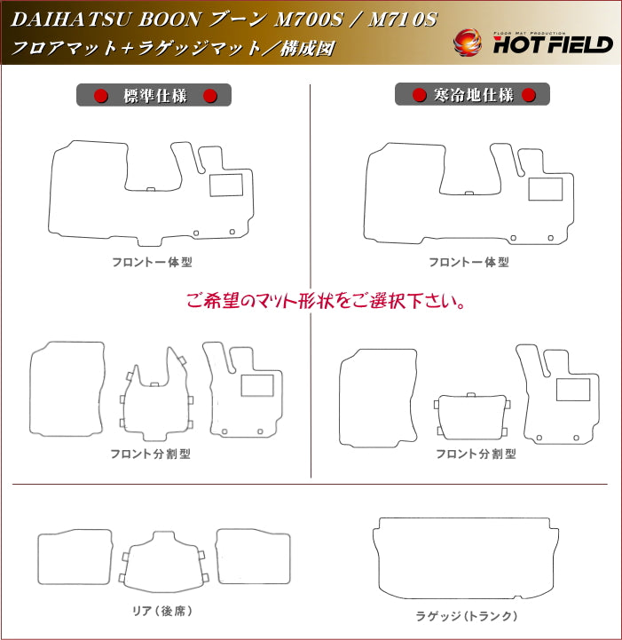 ダイハツ ブーン BOON 700系 710系 フロアマット+トランクマット ラゲッジマット ◆カーボンファイバー調 リアルラバー 日本製 HOTFIELD