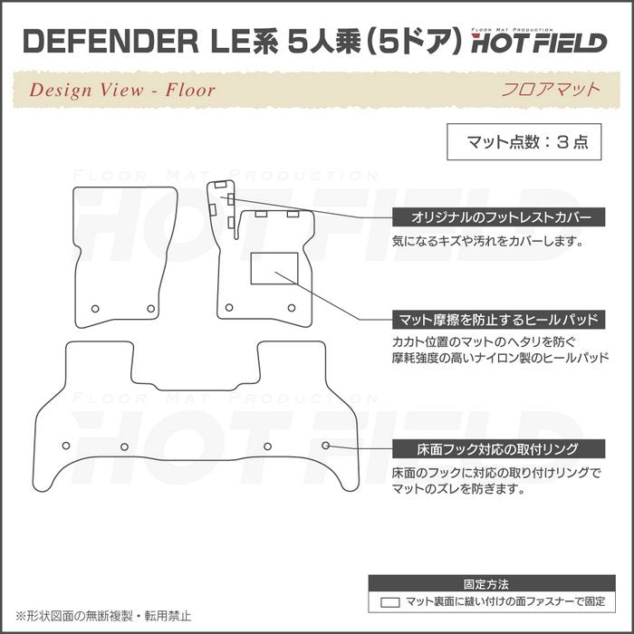 ランドローバー 新型 ディフェンダー LE系 5人乗 (5ドア)用 フロアマット ◆カジュアルチェック 日本製 HOTFIELD