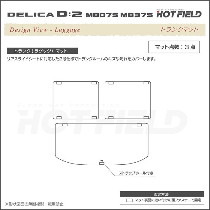 三菱 新型 デリカ D2 MBD7S MB37S フロアマット＋ステップマット＋トランクマット ラゲッジマット ◆重厚Profound 日本製 HOTFIELD