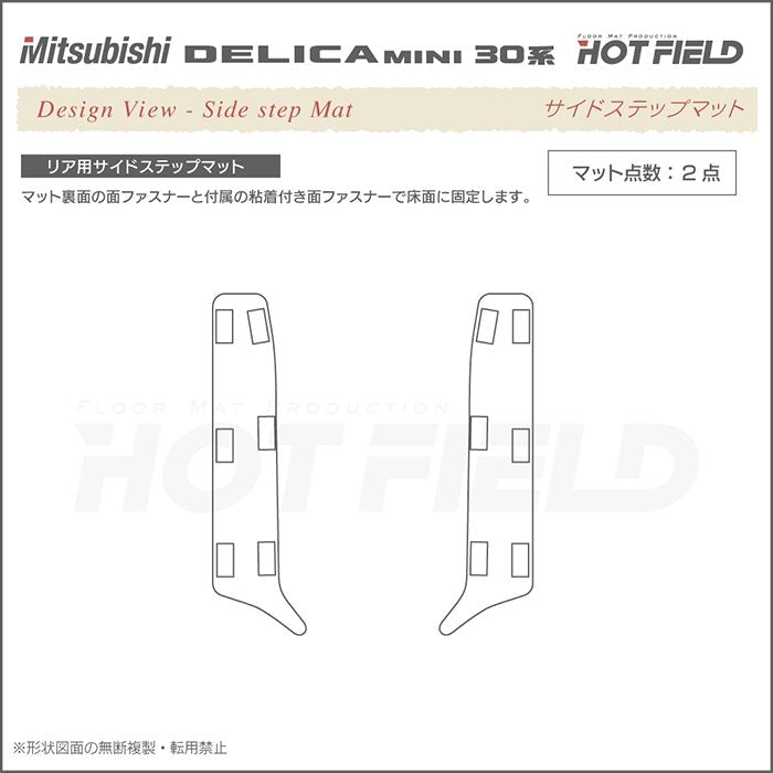 三菱 デリカミニ 30系 リア用サイドステップマット ◆カジュアルチェック 日本製 HOTFIELD