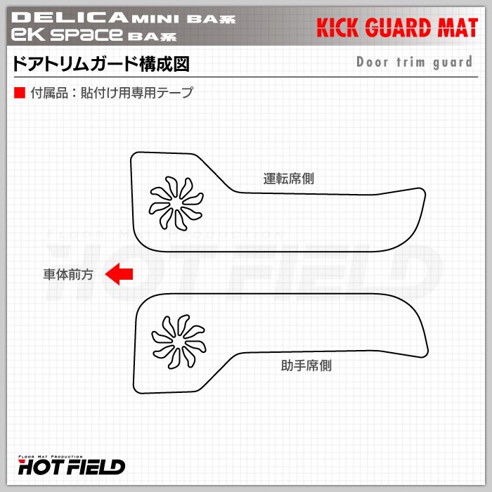 三菱 新型 eKスペース BA系 / デリカミニ BA系 ドアトリムガード ◆キックガード 日本製 HOTFIELD