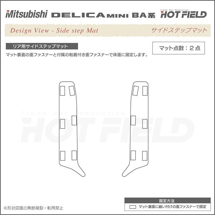 三菱 新型 デリカミニ BA系 リア用サイドステップマット ◆カジュアルチェック 日本製 HOTFIELD