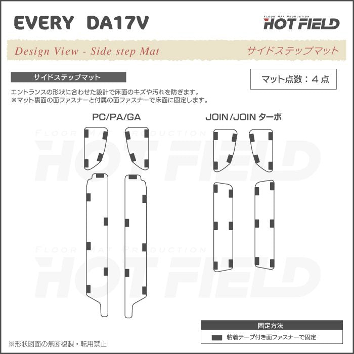 スズキ エブリィバン DA17V フロアマット+ステップマット+トランクマット ラゲッジマット ◆ジェネラル 日本製 HOTFIELD