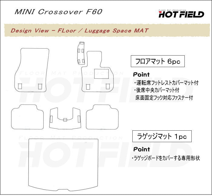 MINI ミニ クロスオーバー F60 フロアマット+トランクマット ラゲッジマット ◆カジュアルチェック 日本製 HOTFIELD