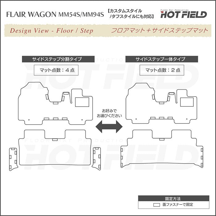 マツダ 新型 フレアワゴン タフスタイルにも対応 MM94S MM54S フロアマット＋ステップマット ◆ジェネラル 日本製 HOTFIELD