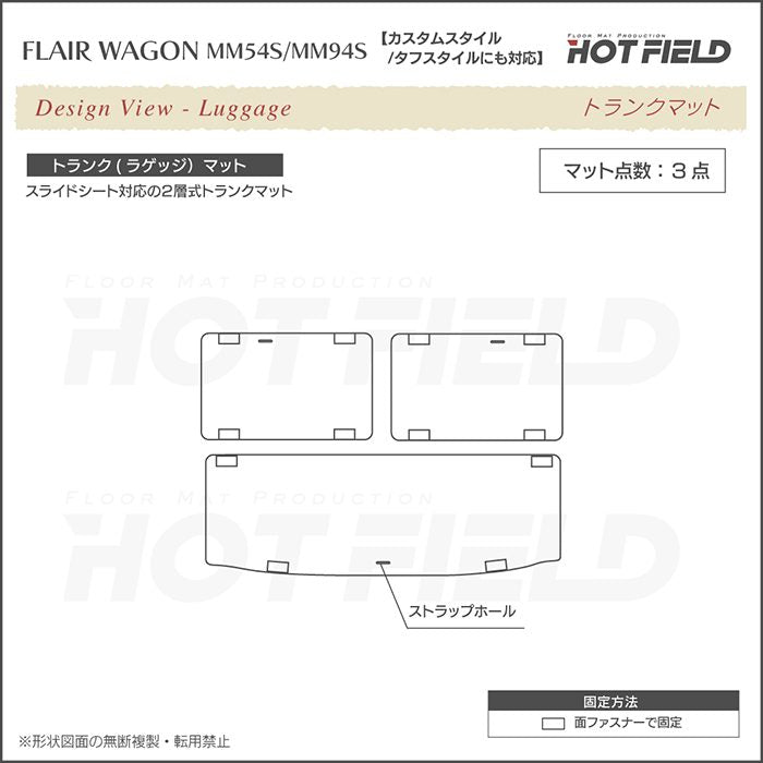 マツダ 新型 フレアワゴン タフスタイルにも対応 MM94S MM54S トランクマット ラゲッジマット ◆カジュアルチェック 日本製 HOTFIELD
