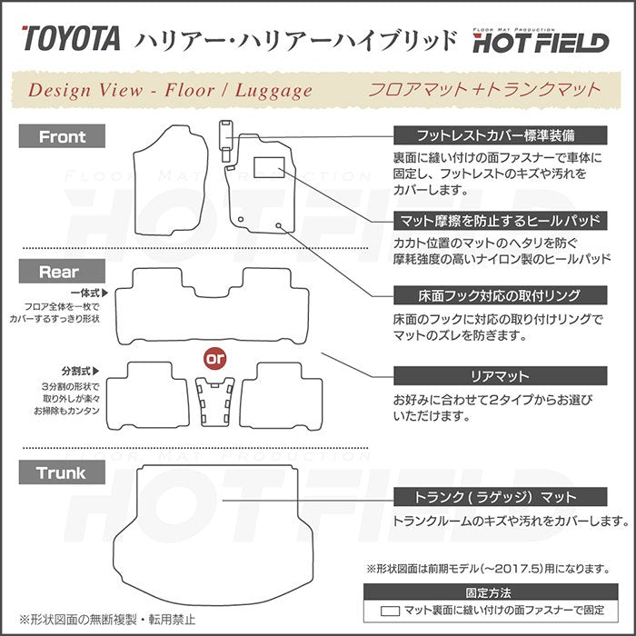 トヨタ ハリアー 60系 フロアマット+トランクマット ラゲッジマット ◆重厚Profound 日本製 HOTFIELD