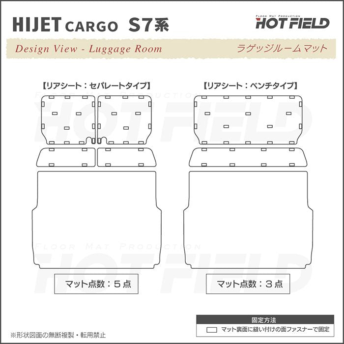 ダイハツ ハイゼットカーゴ S7系 ラゲッジルームマット カーボンファイバー調 リアルラバー 送料無料 日本製 HOTFIELD