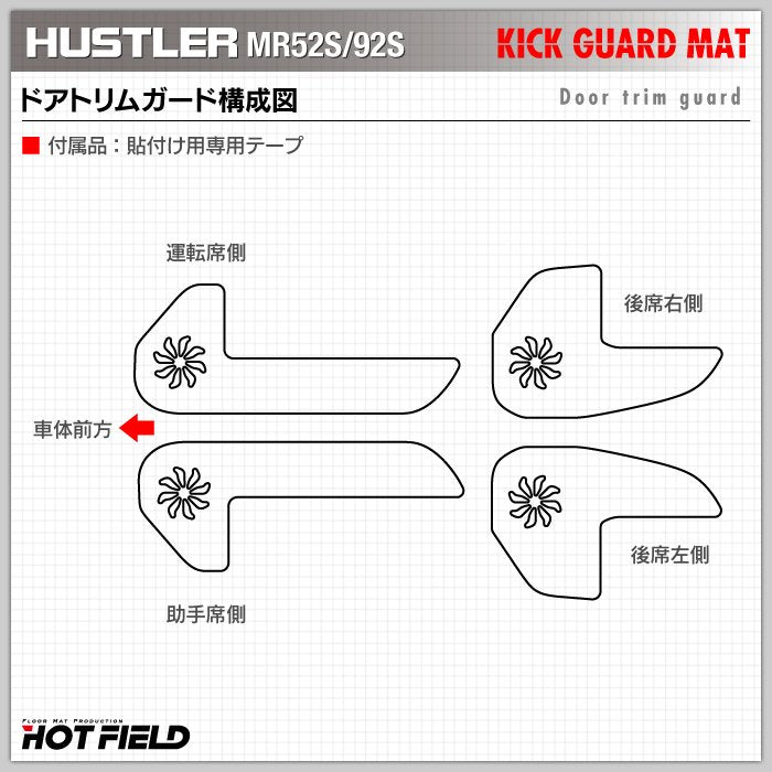 スズキ 新型対応 ハスラー MR52S MR92S ドアトリムガード+グローブボックスガード ◆キックガード 日本製 HOTFIELD