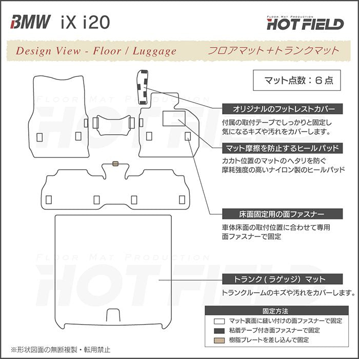 BMW 新型 iX (i20) フロアマット＋トランクマット ラゲッジマット ◆カジュアルチェック 日本製 HOTFIELD