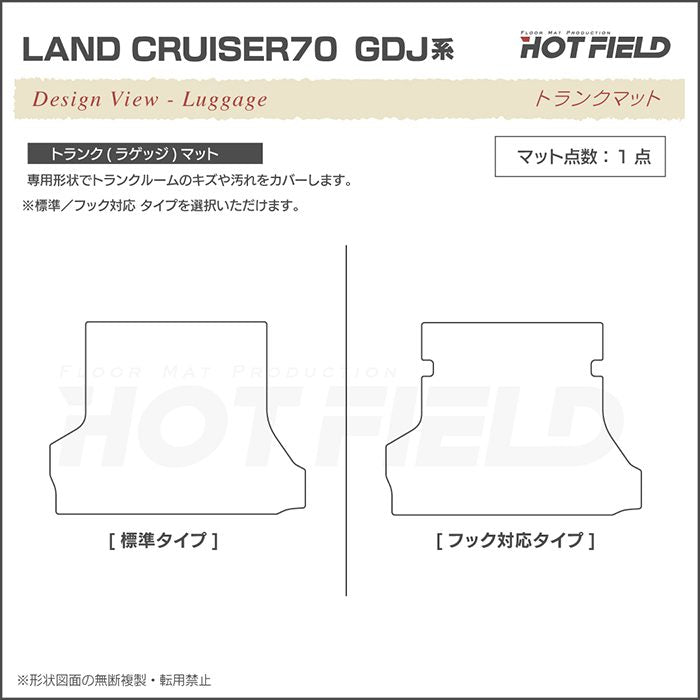 トヨタ 新型 ランドクルーザー 70系 ランクル70 2023年11月～ フロアマット＋トランクマット ラゲッジマット ◆カーボンファイバー調 リアルラバー 日本製 HOTFIELD