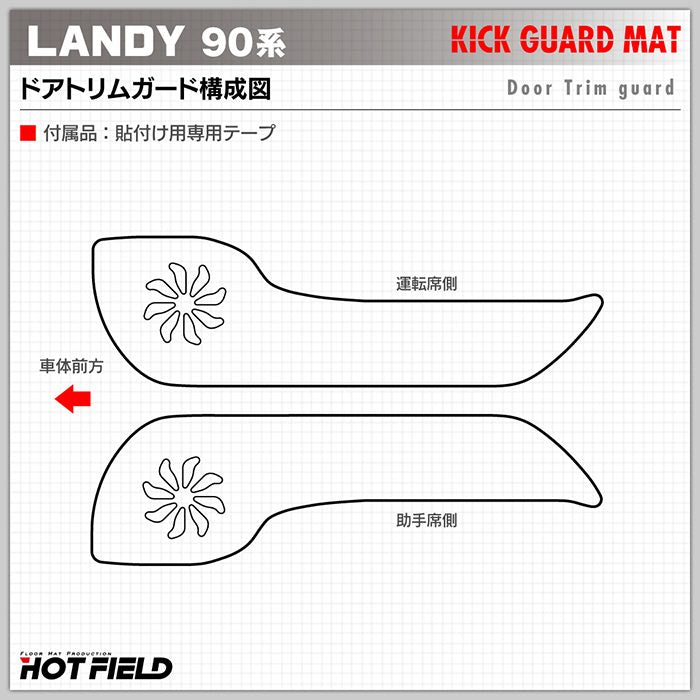 スズキ 新型 ランディ 90系 ドアトリムガード＋グローブボックスガード＋サイドカバーマット ◆キックガード 日本製 HOTFIELD
