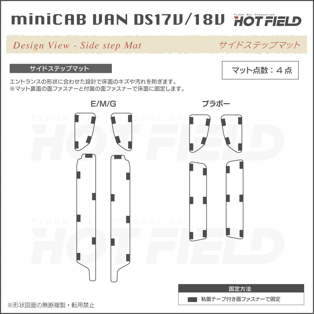三菱 ミニキャブバン DS17V DS18V 新型にも対応 フロアマット＋ステップマット＋トランクマット ラゲッジマット ◆カジュアルチェック 日本製 HOTFIELD