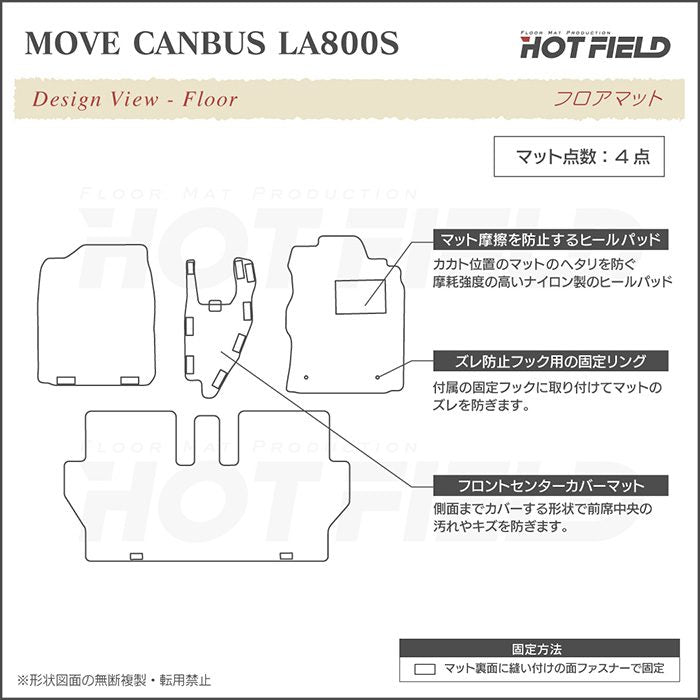 ダイハツ ムーブキャンバス ムーヴキャンバス LA800S LA810S フロアマット 2016年9月～2022年6月対応 ◆カジュアルチェック 日本製 HOTFIELD
