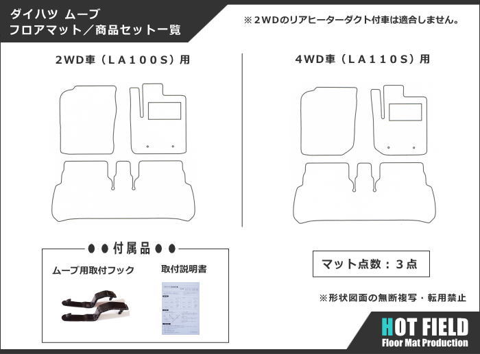 ダイハツ ムーヴ ムーヴカスタム LA100S フロアマット ◆カジュアルチェック 日本製 HOTFIELD