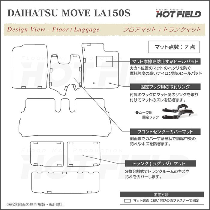 ダイハツ ムーヴ/ムーブカスタム LA150S フロアマット+トランクマット ラゲッジマット ◆カジュアルチェック 日本製 HOTFIELD