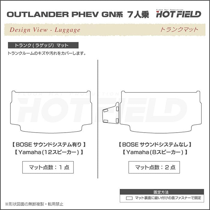 三菱 アウトランダー PHEV GN系 7人乗 2024年10月以降モデルにも対応 トランクマット ラゲッジマット ◆カジュアルチェック 日本製 HOTFIELD