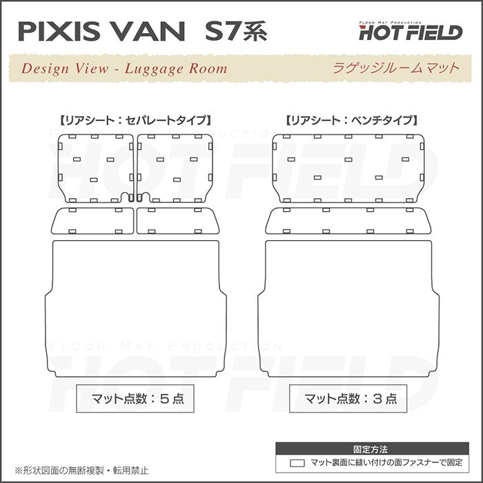 トヨタ 新型対応 ピクシスバン S7系 ラゲッジルームマット カーボンファイバー調 リアルラバー 送料無料 日本製 HOTFIELD