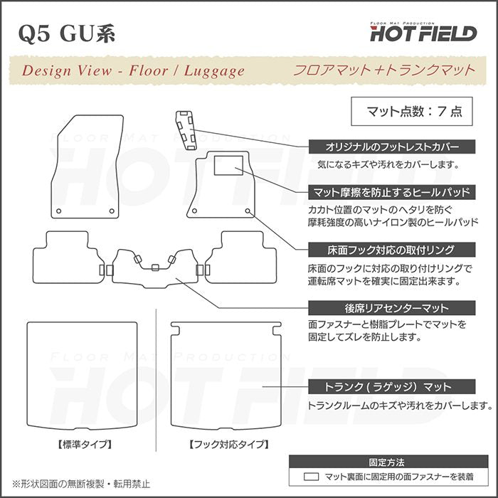 AUDI アウディ 新型 Q5 SQ5 GU系 フロアマット＋トランクマット ラゲッジマット ◆カジュアルチェック 日本製 HOTFIELD