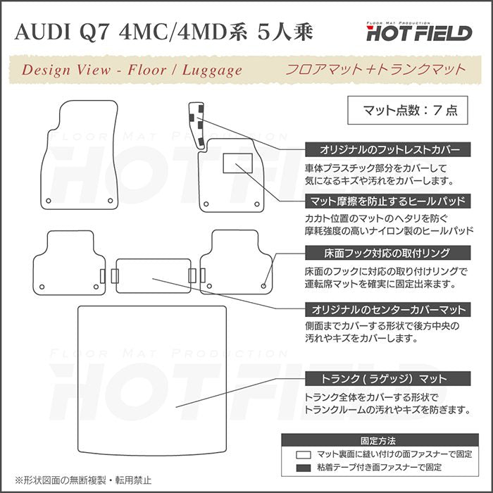 AUDI アウディ 新型 Q7 4MC系 4MD系 5人乗り  フロアマット+トランクマット ラゲッジマット ◆カジュアルチェック 日本製 HOTFIELD