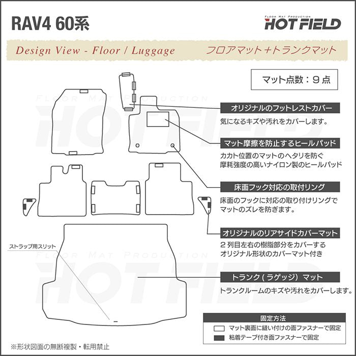 トヨタ 新型 RAV4 60系 フロアマット＋トランクマット ラゲッジマット ◆カジュアルチェック 日本製 HOTFIELD